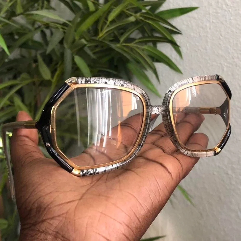 TED LAPIDUS Vintage Large Oversize Geometric Eyeglasses Frames Paris France Gold